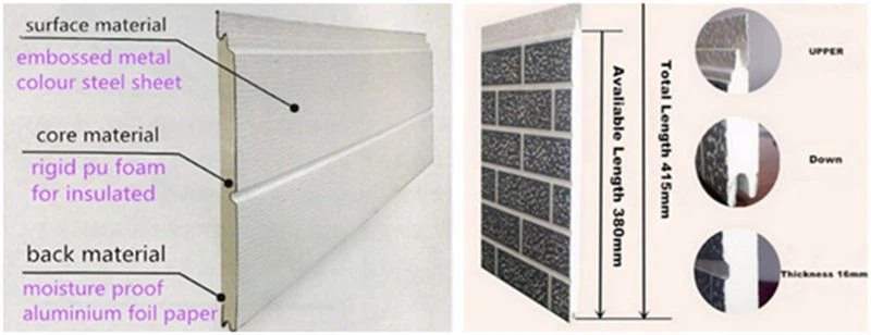 polyurethane sandwich wall panel 16mm